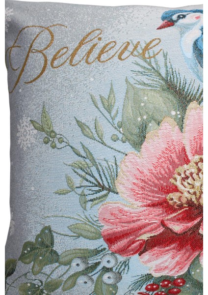 Belıeve Sage Jakarlı Dokuma Goblen Dekoratif Yılbaşı Kokina Kırlent 45 x 45 fiyatları