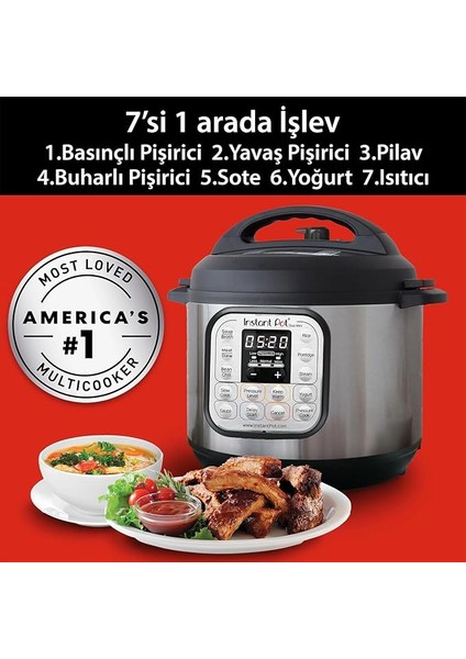 Duo 7'si 1 Arada Akıllı Pişirici, 5.7 L Buharlı Pişirici