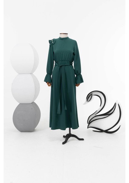 3016 Elbise - Zümrüt