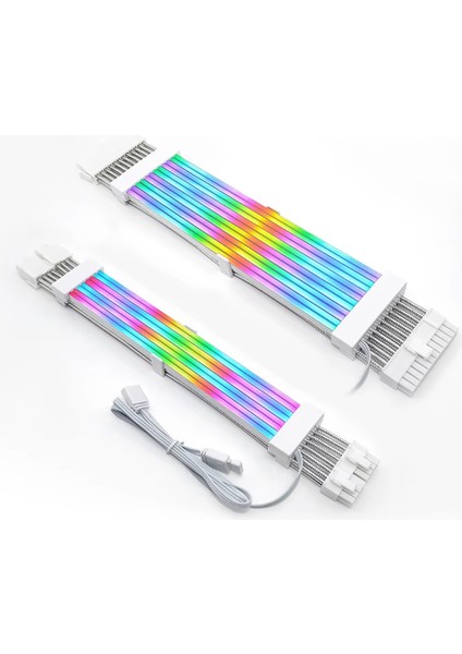 A-Rgb Sleeved Kablo Set Rgb Uzatma Kablo ( 1X24 Pin Anakart + 2x8 Pin Ekran Kartı )
