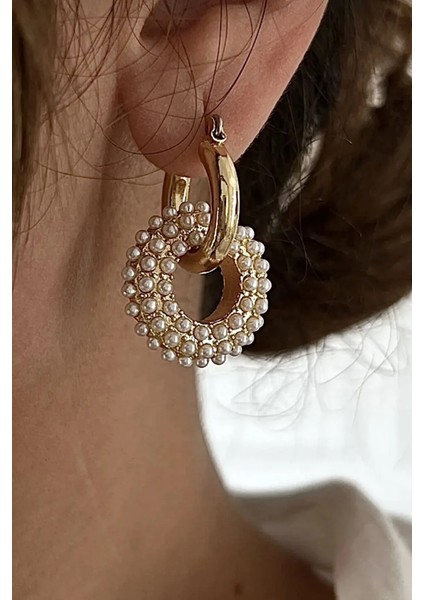 Inci Halka Charmlı Altın Kaplama Halka Küpe fiyatları