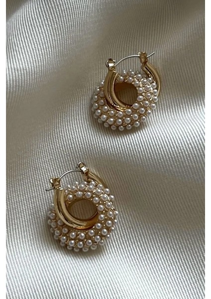 Inci Halka Charmlı Altın Kaplama Halka Küpe modelleri