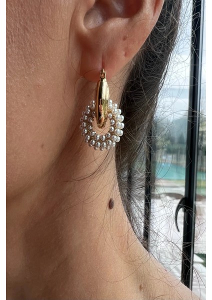 Inci Halka Charmlı Altın Kaplama Halka Küpe fırsatları