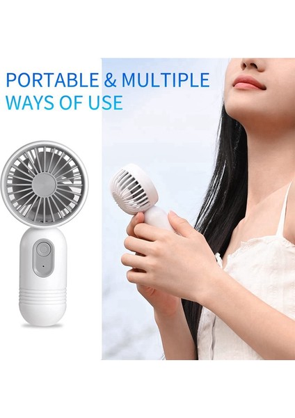 2 Paket Taşınabilir El Mini Fan, Seyahat / Kamp / Dış Mekan Için 3 Hız ile USB Şarj Edilebilir Kişisel Fan (Yurt Dışından)