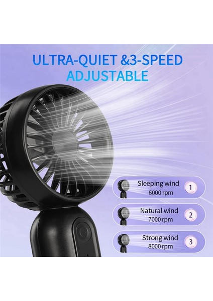 2 Paket Taşınabilir El Mini Fan, Seyahat / Kamp / Dış Mekan Için 3 Hız ile USB Şarj Edilebilir Kişisel Fan (Yurt Dışından)