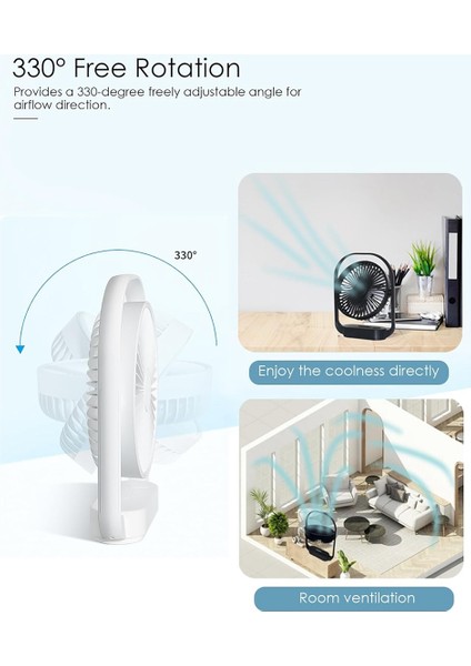 Masa Fanı, Küçük Fan Sessiz, Gece Işıklı Usb, Yatak Odası Için Masa Elektrikli Şarj Edilebilir Masaüstü Ofis-Siyah (Yurt Dışından) fiyatları