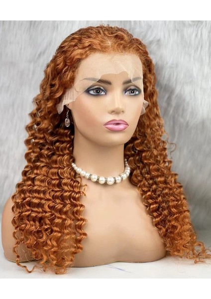 Gerçek Front Lace Tül Peruk - Afro Dalgalı - Bakır 70x75 cm