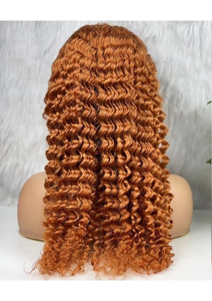 Gerçek Front Lace Tül Peruk - Afro Dalgalı - Bakır 70x75 cm