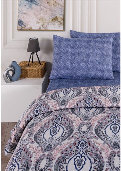 soren Çift Kişilik Pike Takımı 200 x 230 cm Morella Lacivert Pembe fiyatları