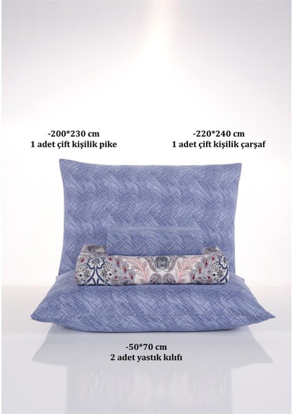 soren Çift Kişilik Pike Takımı 200 x 230 cm Morella Lacivert Pembe fırsatları