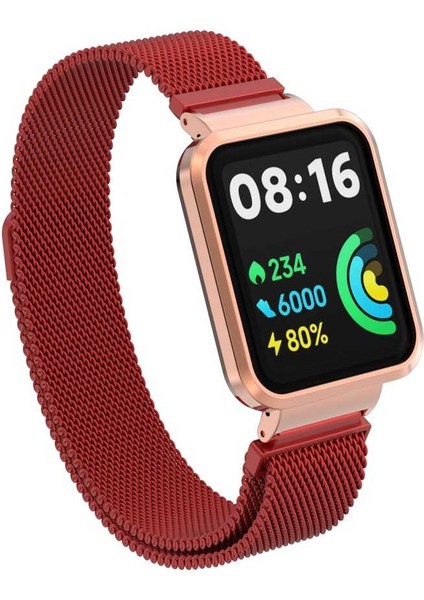 Xiaomi Redmi Watch 2 Lite Uyumlu Krd-58 Metal Kordon Zore - KIRMIZI-8680436588260-NOİR76165