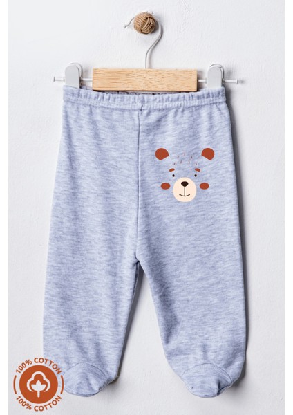 Unisex Bebek Penye Organik Pamuklu Figür Baskılı 0-6 Ay Patikli Bebek Tek Alt 6'lı Set