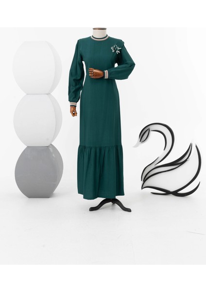 3018 Elbise - Zümrüt