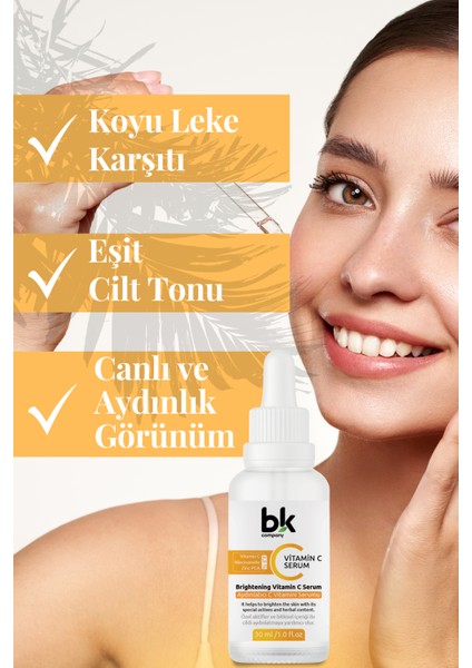 C Vitamini Parlak Süper Aydınlatıcı Ton Eşitleyici Serum 30ml (%3,5 Vitamin C,Niacinamide, Zinc Pca)