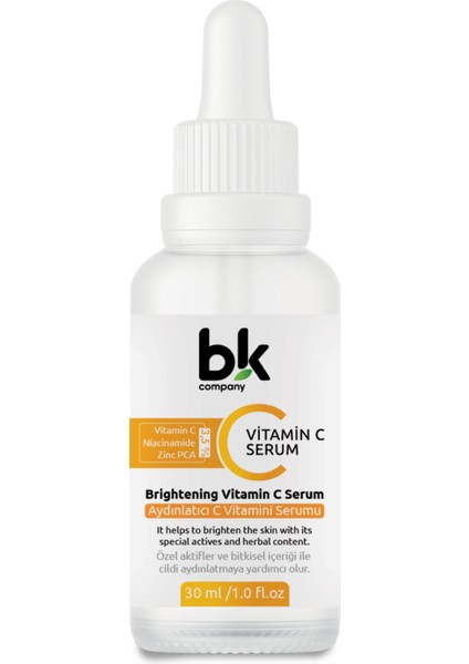 C Vitamini Parlak Süper Aydınlatıcı Ton Eşitleyici Serum 30ml (%3,5 Vitamin C,Niacinamide, Zinc Pca)
