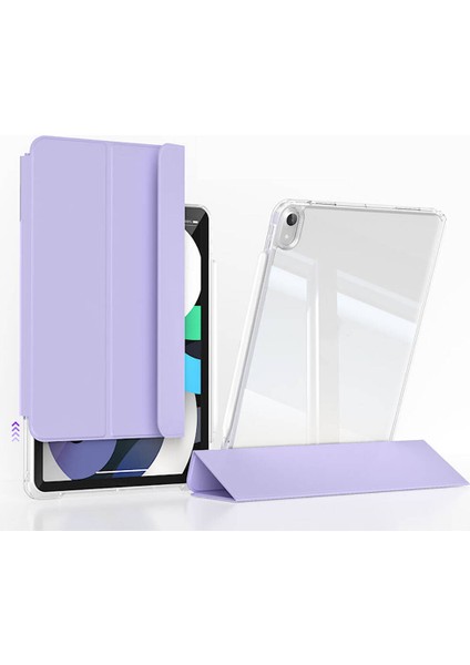 ​Apple iPad Air 13 2024 Kılıf Magnetik Ayrılabilen Airbagli Uyumlu Sliding Tablet Kılıfı-Lavend