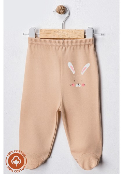 Unisex Bebek Penye Organik Pamuklu Figür Baskılı 0-6 Ay Patikli Bebek Tek Alt 6'lı Set