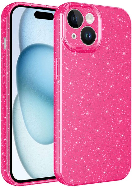 Apple iPhone 15 Plus Kılıf Kamera Korumalı Simli Lüks Zore Koton Kapak-Pembe KOYU-8680436736562-NOİR