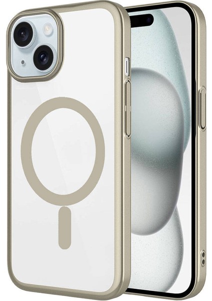 Apple iPhone 15 Kılıf Wireless Şarj Özellikli Sert Pc Zore Mat Riksos Magsafe KAPAK-SARI-86804367294