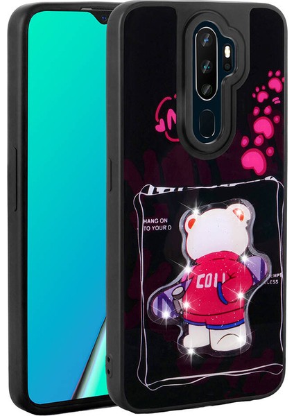 Oppo A9 2020 Kılıf Parlayan Kabartmalı Ikonik Figürlü Zore Amas Silikon KAPAK-SIYAH-8680436759790-NO