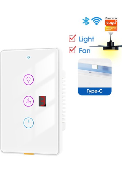 Tuya Akıllı Wifi Fan Işık Anahtarı Dokunmatik Duvar Paneli Ses Zamanlayıcı Kontrol App Alexa Ev Için Uzaktan Çalışma A (Yurt Dışından)