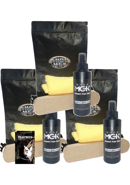 Shoe Mgk 3 Adet 150 ml Ayakkabı Temizleyici Sprey + Bez ve Fırça + Hediy.e Jel