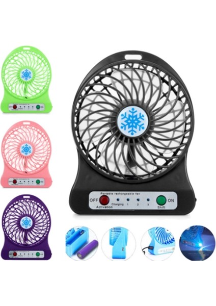 Taşınabilir Şarj Edilebilir Mini Fan Hava Soğutucu Masası USB Soğutma El Fanları Yeşil (Yurt Dışından)
