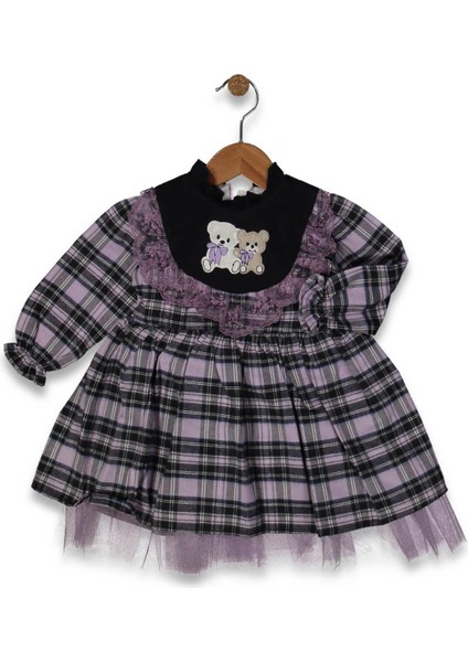 Kız 1/4 Yaş Ayı Nakışlı Yün Elbise