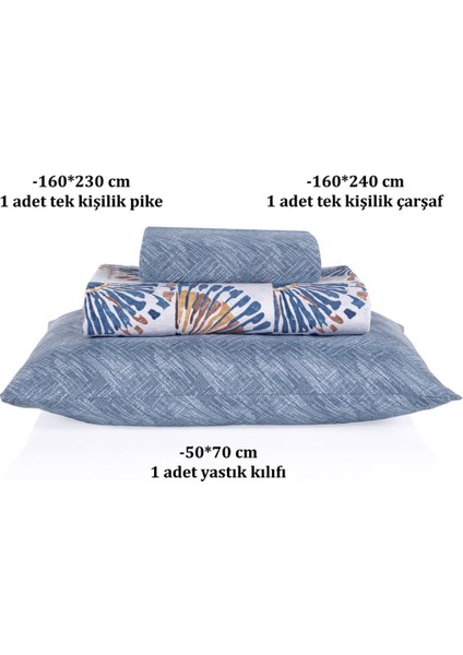 Soren Tek Kişilik Pike Takımı 160X230 cm Orient Bej Mavi fırsatları