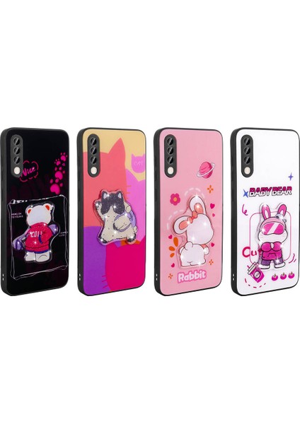 Galaxy A50 Kılıf Parlayan Kabartmalı Ikonik Figürlü Zore Amas Silikon KAPAK-PEMBE-8680436759370-NOİR