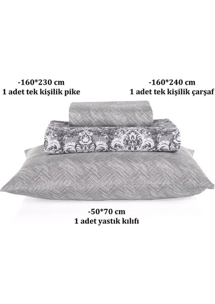 soren Tek Kişilik Pike Takımı 160 x 230 cm Saılor Koyu Gri fırsatları