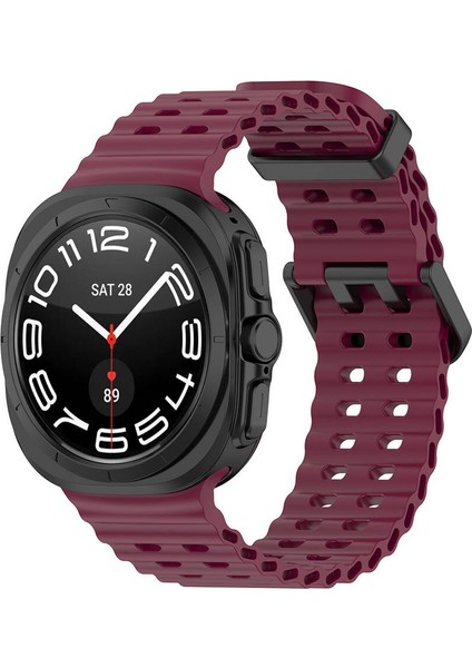 Galaxy Watch Ultra 47MM Zore KRD-118 Tırtıklı Tasarım Silikon Kordon-Koyu KIRMIZI-8680436807637-NOİR
