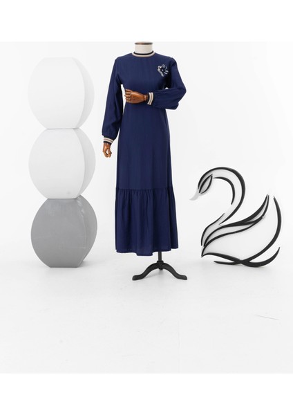 3018 Elbise - Lacivert
