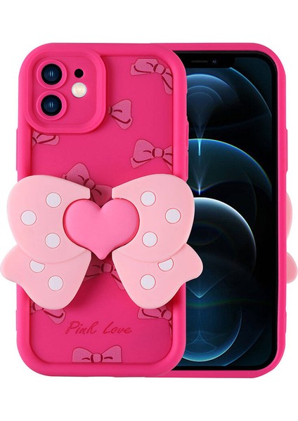 Apple iPhone 12 Kılıf Kamera Korumalı Figür Tasarımlı Zore Kapya Kapak-Pembe KOYU-8680436786208-NOİR
