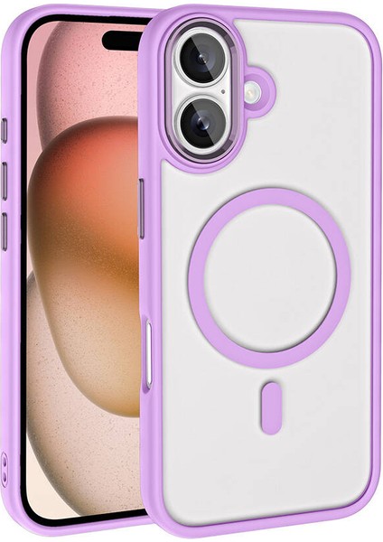 Apple iPhone 16 Plus Kılıf Wireless Şarj Özellikli Zore Krom Magsafe Silikon KAPAK-PEMBE-86804367995