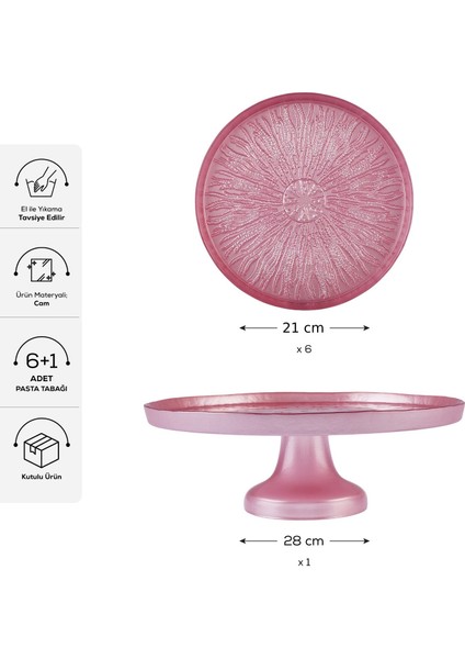 Teo 7 Parça Standlı Pasta / Tatlı Seti Pembe