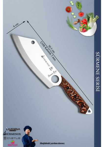 Sürmene Serisi Action Mutfak Kamp Şef Bıçak Et Ekmek Sebze Salata Kamp Şef Bıçağı Kahve (MFT-032)