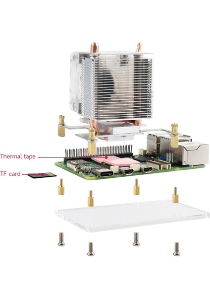 Ice Cpu Kulesi Soğutma Fanı Dikey Pi 5 Soğutucu U-Şekilli Bakır Boru Kanatları Rgb (Yurt Dışından)