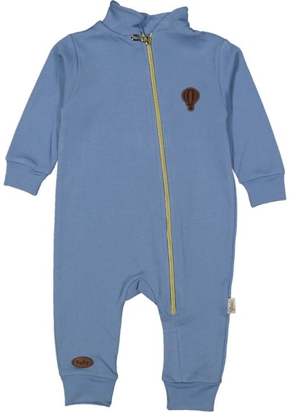 Unısex 6/24 Ay Uçan Balon Deri Etiketli Önü Fermuar Tulum