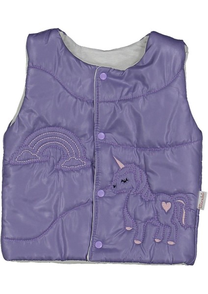 Kız 9/24 Ay Unicorn Nakışlı Elyaflı Yelek