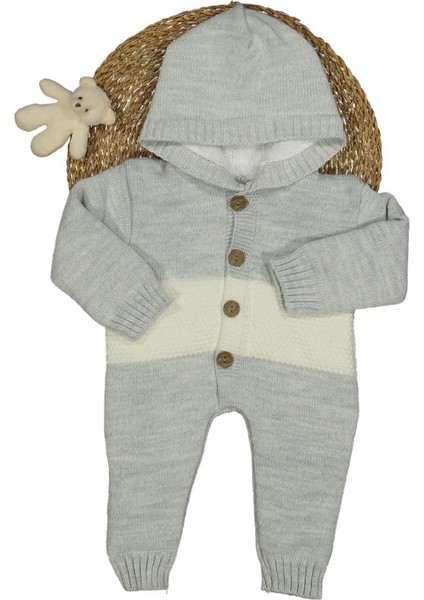 Unısex 6/18 Ay Pirinç Örgü Welsoftlu Kapşonlu Triko Tulum