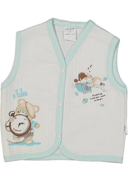 Unısex 6/18 Ay Saatli Ayı Baskılı Yelek