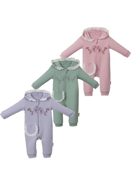 Kız 9/18 Ay Yola Fırfırlı Cepli Kapşonlu Tulum