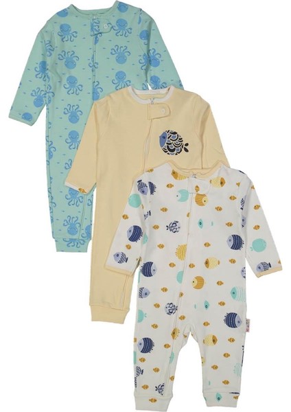 Unısex 9/18 Ay Fermuarlı Balıklı Tulum