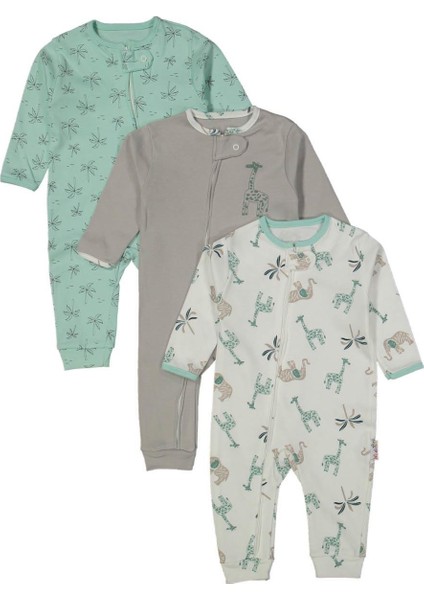 Unısex 9/18 Ay Fermuarlı Gri Zürafa Tulum