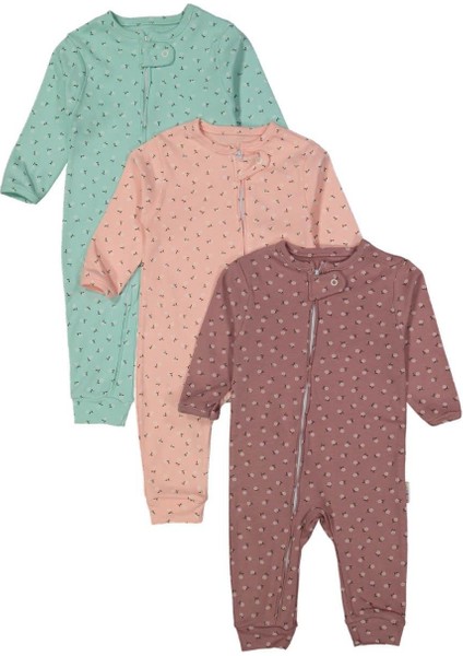 Kız 9/18 Ay Fermuarlı Çiçekli Tulum