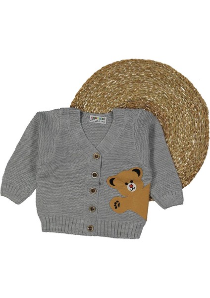 Erkek 1/5 Yaş Tek Renk Ayılı Hırka