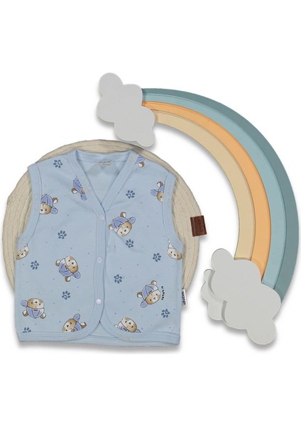 Unısex 1/3 Yaş/1/3 Yaş Ay Ayılı Penye Yelek