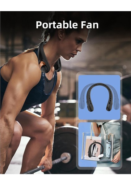 Boyun Fanı, LED Ekranlı Kişisel Fan, Şarj Edilebilir 3600MAH Ev, Seyahat, Spor Için 3 Hız Ayarlı USB Siyah (Yurt Dışından)