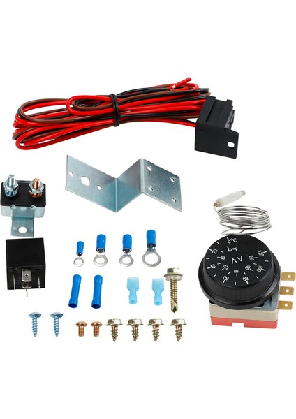 12 V Elektrikli Radyatör Fanı Termostat Kontrol Kiti Araba Kamyon Için Soğutma Kablo Röle Tel (Yurt Dışından)